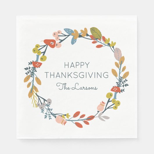 Serviette En Papier Automne Botanique Thanksgiving (Devant)