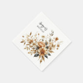 Serviette En Papier Automne Brown Floral Élégante fête d'anniversaire (Coin)