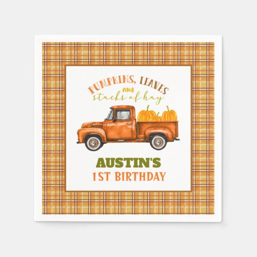 Serviette En Papier Automne Camion d'anniversaire Napkin - Custom (Devant)