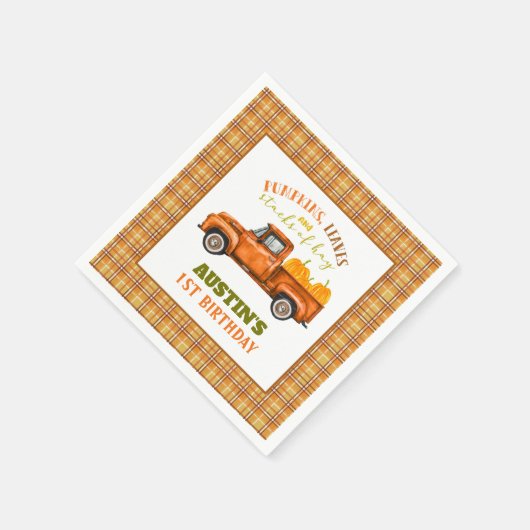 Serviette En Papier Automne Camion d'anniversaire Napkin - Custom (Coin)