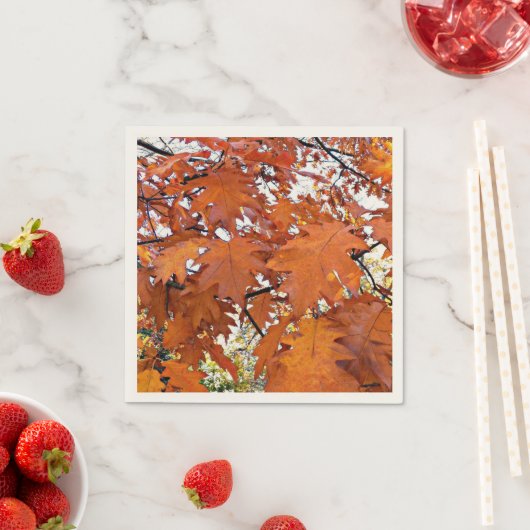 Serviette En Papier Automne Chêne Feuille Floral (En situation)