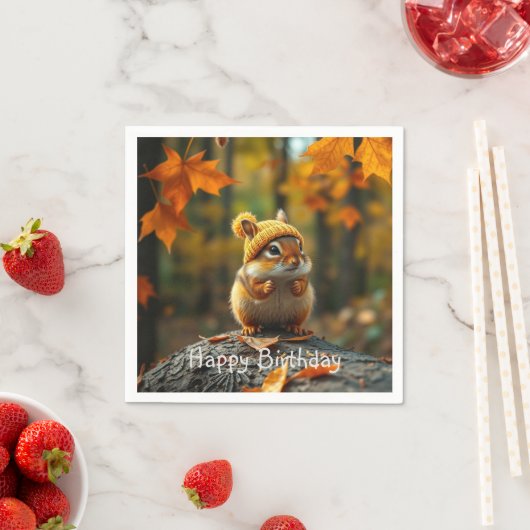 Serviette En Papier Automne Chipmunk Anniversaire (En situation)
