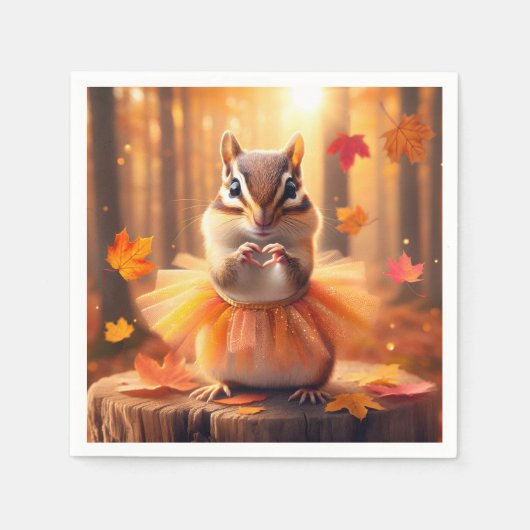 Serviette En Papier Automne Chipmunk Ballerina Danseuse (Devant)