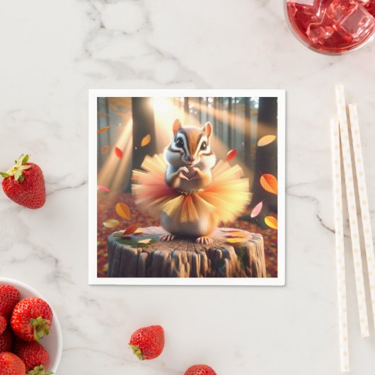 Serviette En Papier Automne Chipmunk Porter un Tutu (En situation)
