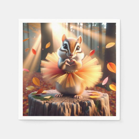 Serviette En Papier Automne Chipmunk Porter un Tutu (Devant)