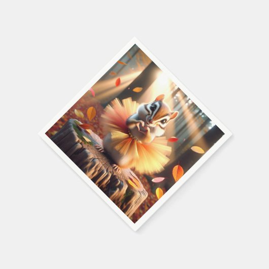 Serviette En Papier Automne Chipmunk Porter un Tutu (Coin)