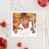 Serviette En Papier Automne Chute En Amour Floral Orange Lys & Feuille (En situation)