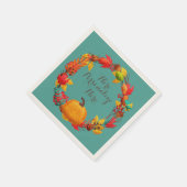 Serviette En Papier Automne citrouille automne feuille wreath turquois (Coin)