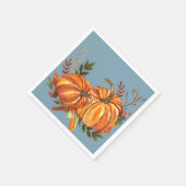 Serviette En Papier Automne Citrouille Dusty Blue (Coin)
