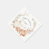 Serviette En Papier Automne Citrouille Joyeux Amitié Floral Aquarelle (Coin)