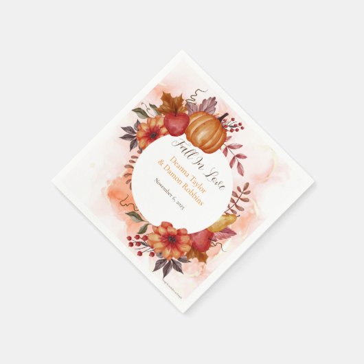 Serviette En Papier Automne Citrouille Mariage Réception (Coin)