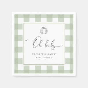 Serviette En Papier Automne Citrouille Sage Green En vichy Oh Baby