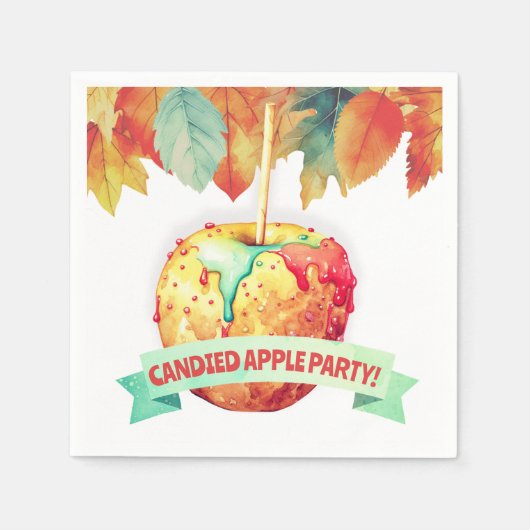 Serviette En Papier Automne Coloré Automne Candé Pomme fête (Devant)