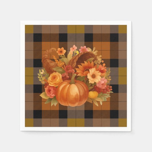 Serviette En Papier Automne Cornucopia Plaid (Devant)