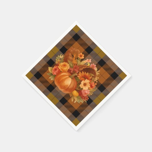 Serviette En Papier Automne Cornucopia Plaid (Coin)