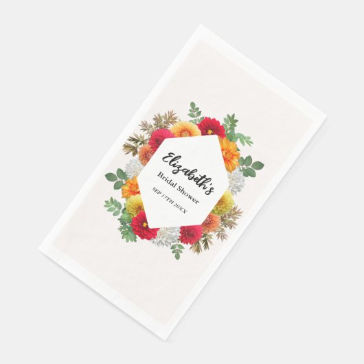 Serviette En Papier Automne Dahlia Floral Fête des mariées automne (Coin)