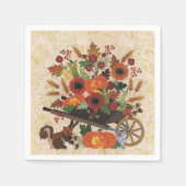 Serviette En Papier Automne Écureuil Rustique Élégant Papier Floral (Devant)