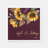 Serviette En Papier Automne été mariage bordeaux modèle (Devant)