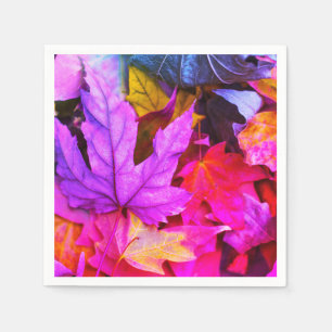 Serviette En Papier automne feuille d'érable coloré automne rose viole