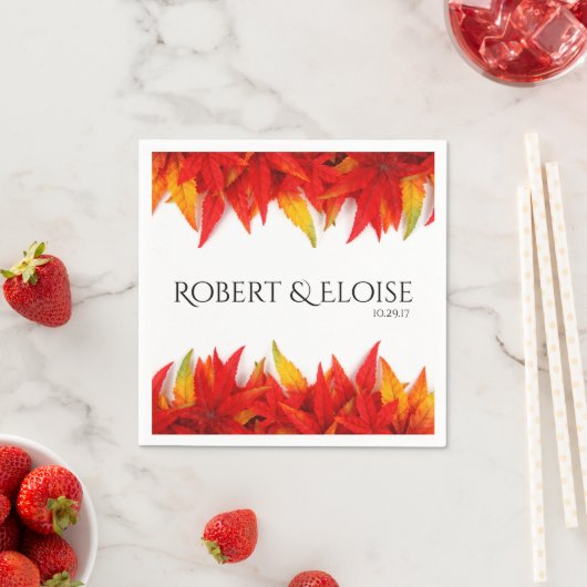 Serviette En Papier Automne Feuille flamboyant Personnalisé (En situation)