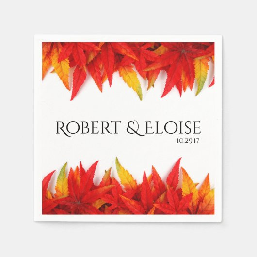 Serviette En Papier Automne Feuille flamboyant Personnalisé (Devant)
