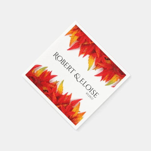 Serviette En Papier Automne Feuille flamboyant Personnalisé (Coin)