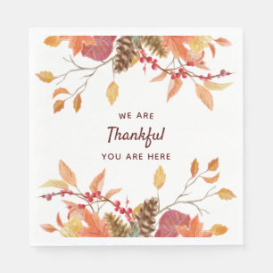 Serviette En Papier Automne Feuilles aquarelle Thankesgiving