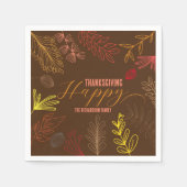 Serviette En Papier Automne Feuilles Branches et Berries Thanksgiving (Devant)