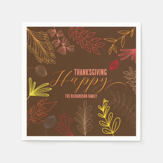 Serviette En Papier Automne Feuilles Branches et Berries Thanksgiving (Devant)