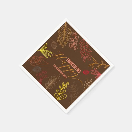 Serviette En Papier Automne Feuilles Branches et Berries Thanksgiving (Coin)