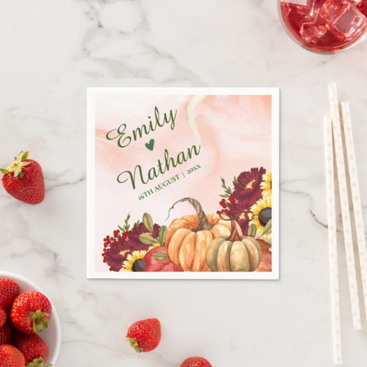 Serviette En Papier Automne Feuilles Citrouille Mariage de automne tou (En situation)