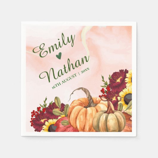 Serviette En Papier Automne Feuilles Citrouille Mariage de automne tou (Devant)
