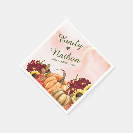 Serviette En Papier Automne Feuilles Citrouille Mariage de automne tou (Coin)