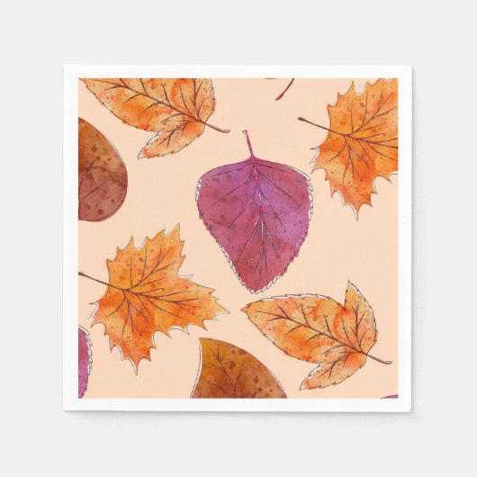 Serviette En Papier Automne Feuilles Danse - Automne Feuilles Motif (Devant)