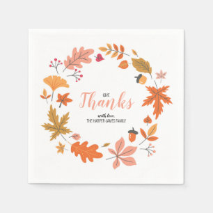 Serviette En Papier Automne Feuilles D'Automne Et Fleur Thanksgiving D