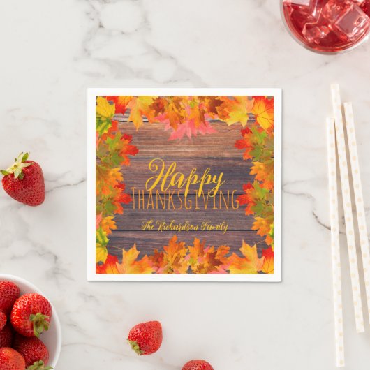 Serviette En Papier Automne Feuilles D'Automne Sur Le Bon thanksgiving (En situation)