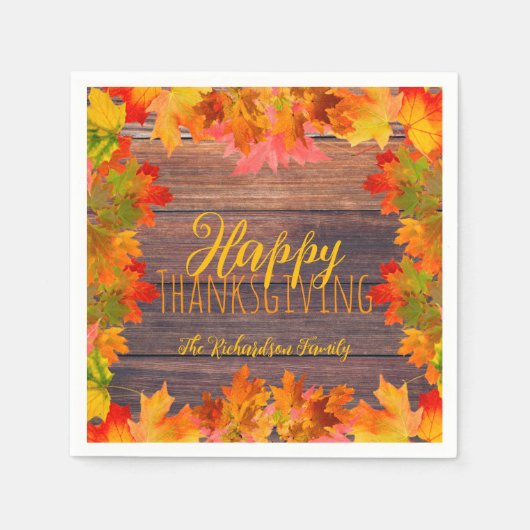 Serviette En Papier Automne Feuilles D'Automne Sur Le Bon thanksgiving (Devant)