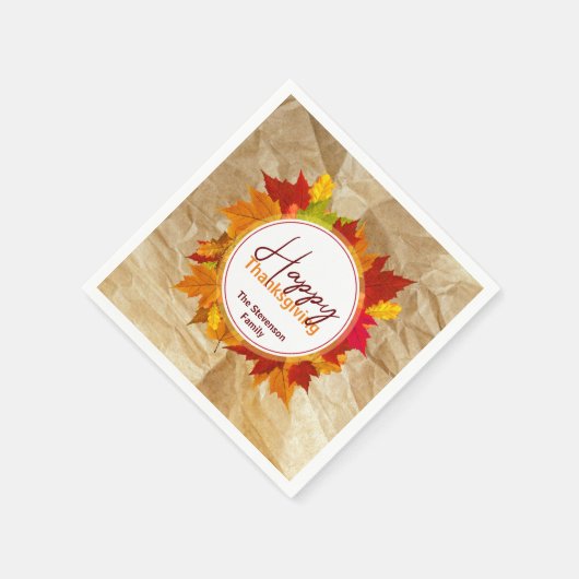 Serviette En Papier Automne Feuilles d'érable sur papier Texture Thank (Coin)