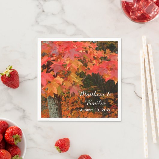 Serviette En Papier Automne Feuilles Mariage Napkins (En situation)