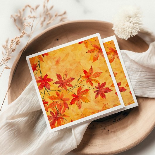 Serviette En Papier Automne Feuilles Motif - Automne