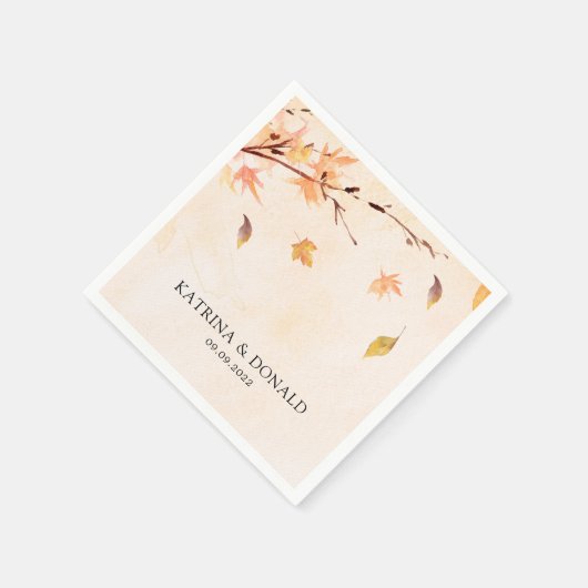 Serviette En Papier Automne Feuilles tomber dans l'amour Mariage (Coin)