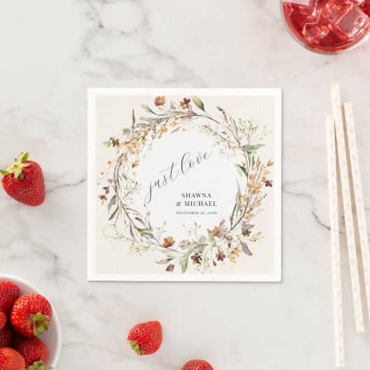 Serviette En Papier Automne Fleur sauvage Floral Wreath Automne BOHO M (En situation)