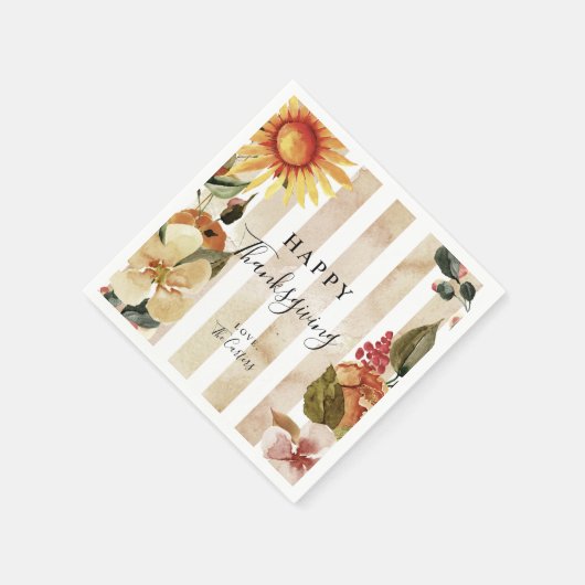 Serviette En Papier Automne Fleurs Bon thanksgiving Élégant (Coin)