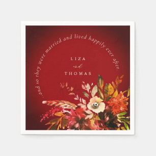 Serviette En Papier Automne Floral Automne Rouge Heureux Jamais Après