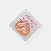 Serviette En Papier Automne Floral Citrouille 1er anniversaire Un arge (Coin)