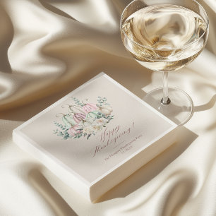 Serviette En Papier Automne Floral Citrouille Thanksgiving