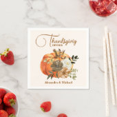 Serviette En Papier Automne Floral Citrouille Thanksgiving Dîner (En situation)