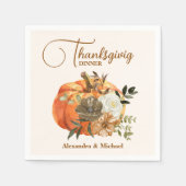 Serviette En Papier Automne Floral Citrouille Thanksgiving Dîner (Devant)
