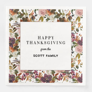 Serviette En Papier Automne Floral Dîner Thanksgiving Personnalisé