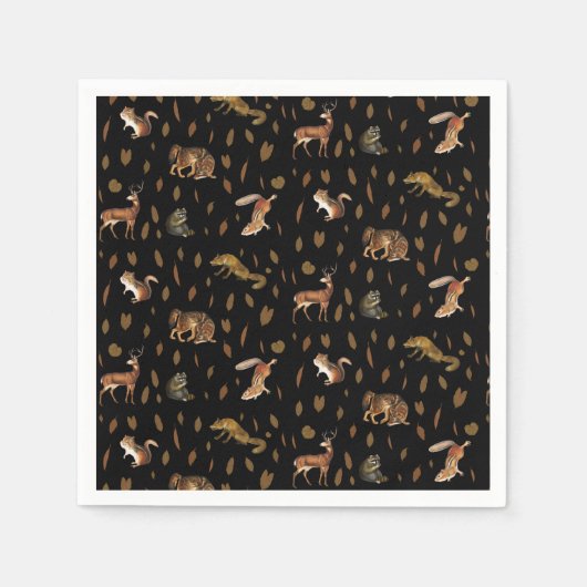Serviette En Papier Automne Forêt Animaux Automne Feuilles (Devant)